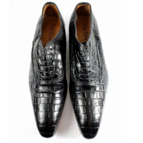 Victor Black Printed Crocodile Calfskin Oxford